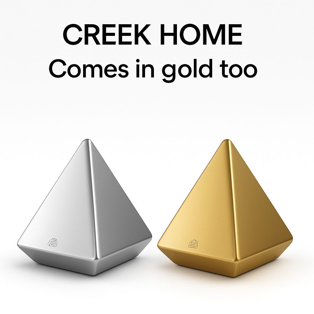 Creek Labs ecosystem devices in chrome and gold